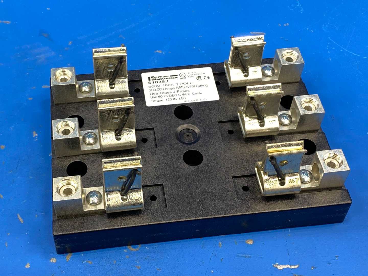 Mersen Fuse Block 61038J, 600V-100A 