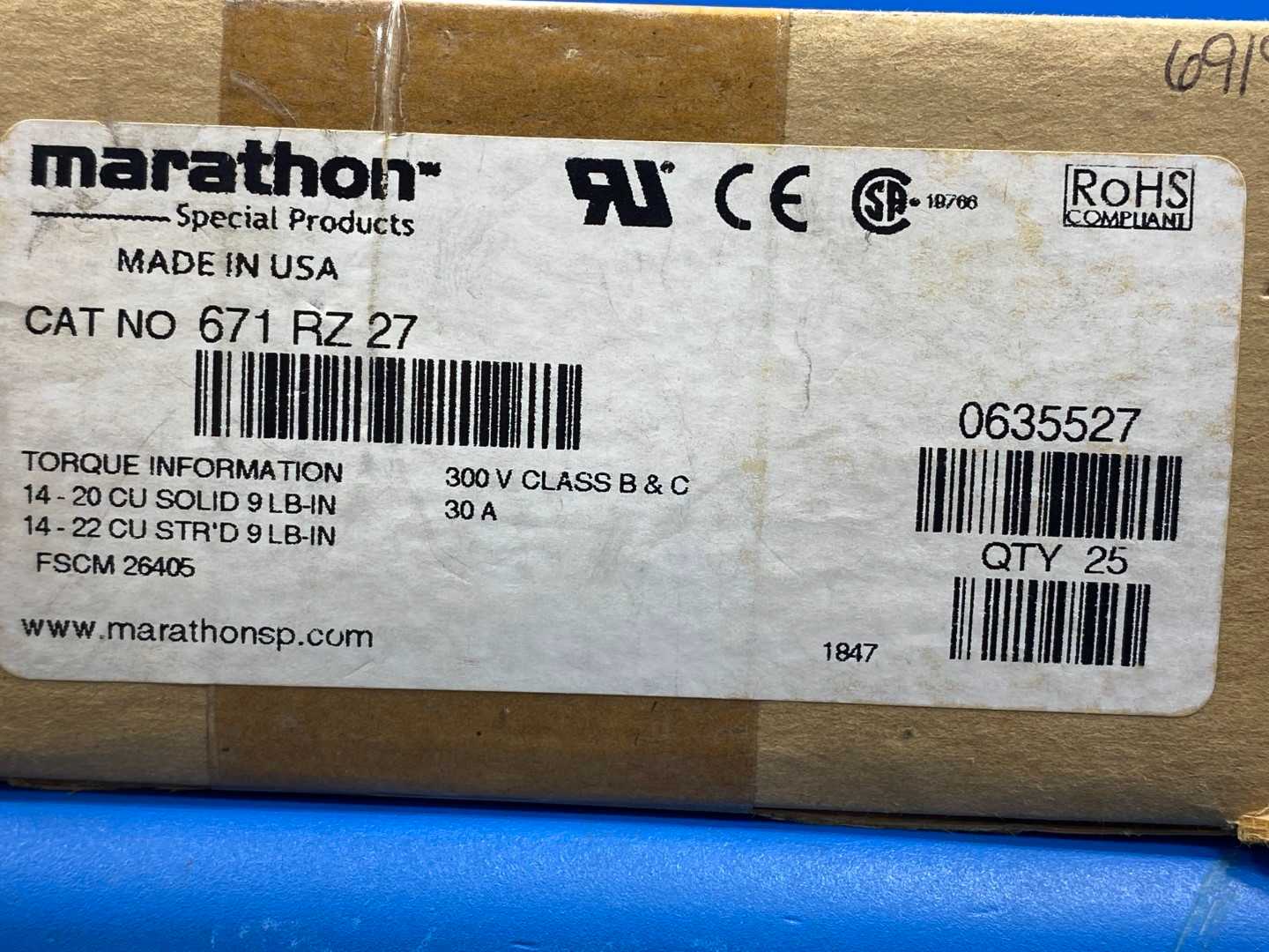 Marathon Special Products 671-RZ-27, Double Row Terminal Blocks 300V-30A