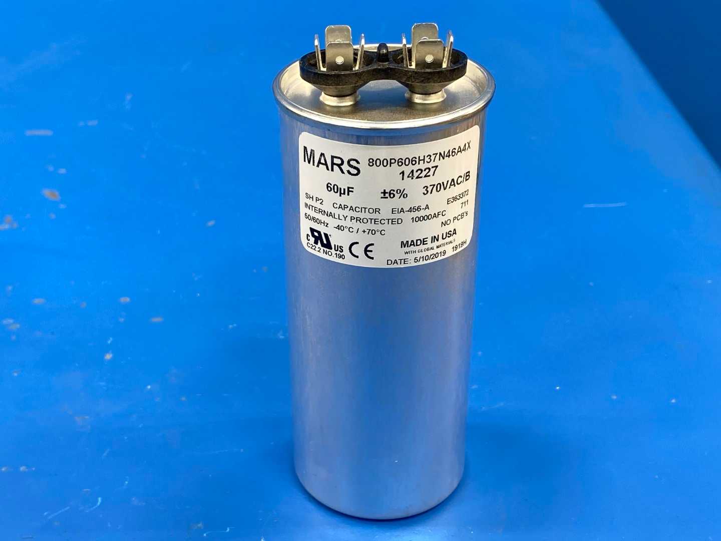 Mars Motor Run Capacitor 14227, (60MDF-370VAC)