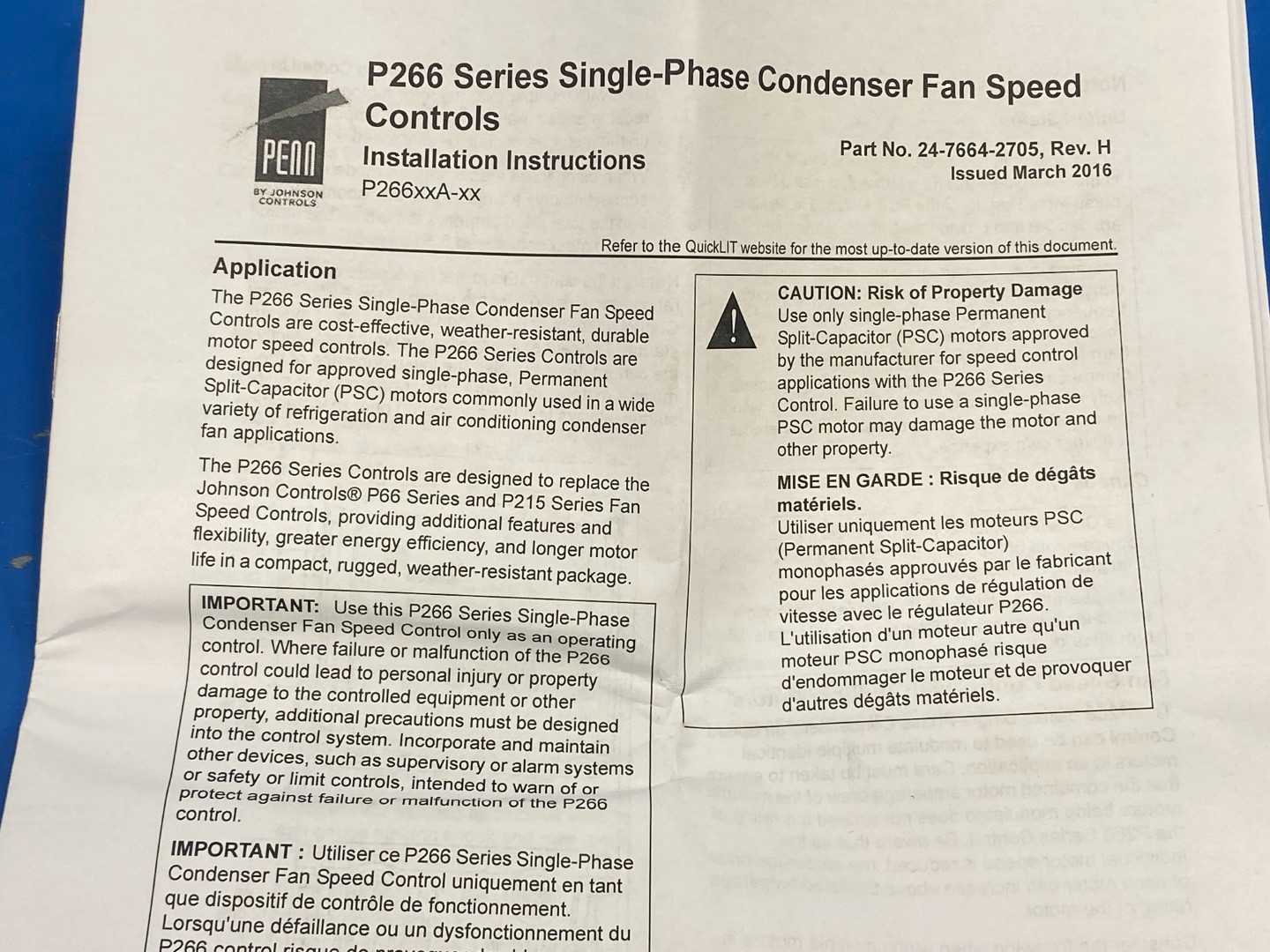 Penn P266BHA-100C Fan Speed Control, NEMA3R / IP54 Enclosure