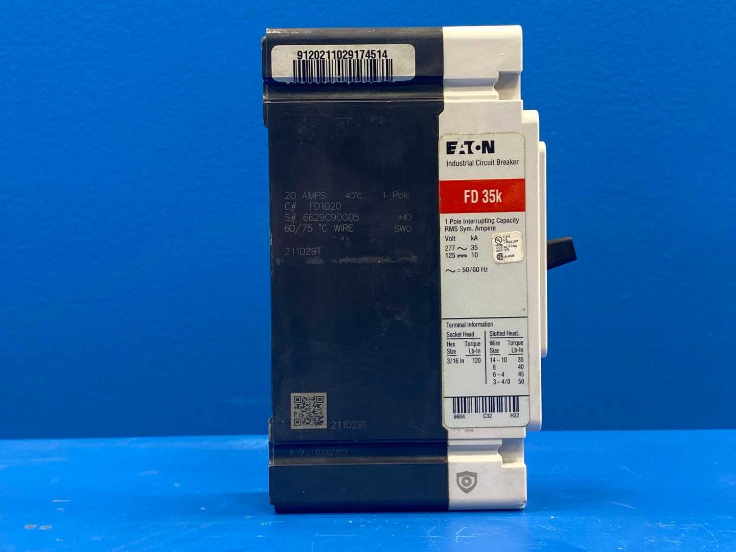 Eaton Industrial Circuit Breaker FD1020 (FD 35K) 1 Pole, 20A