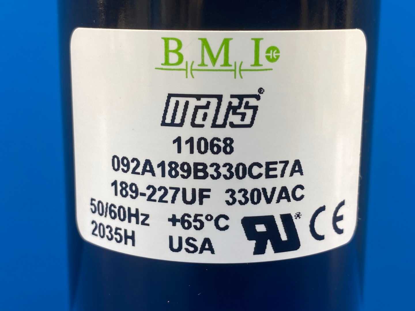 Mars Motor Start Capacitor 11068, 189-227MFD, 330VAC