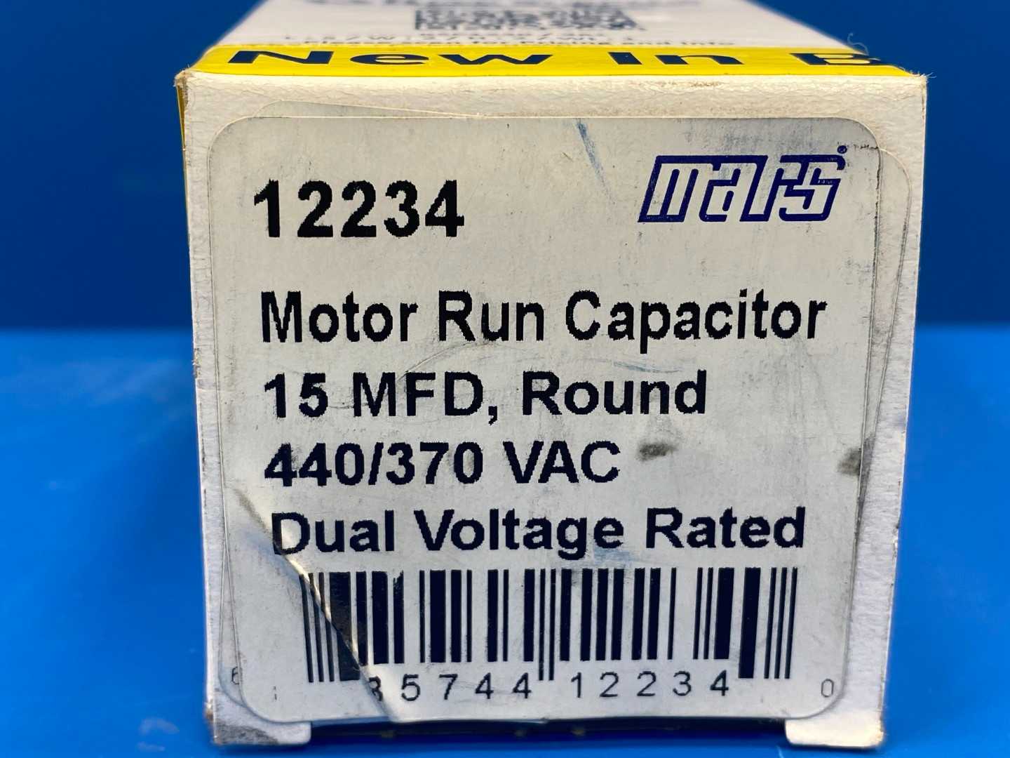 Mars Motor Run Capacitor 12234, 15MFD, 440/370VAC Dual Voltage Rated