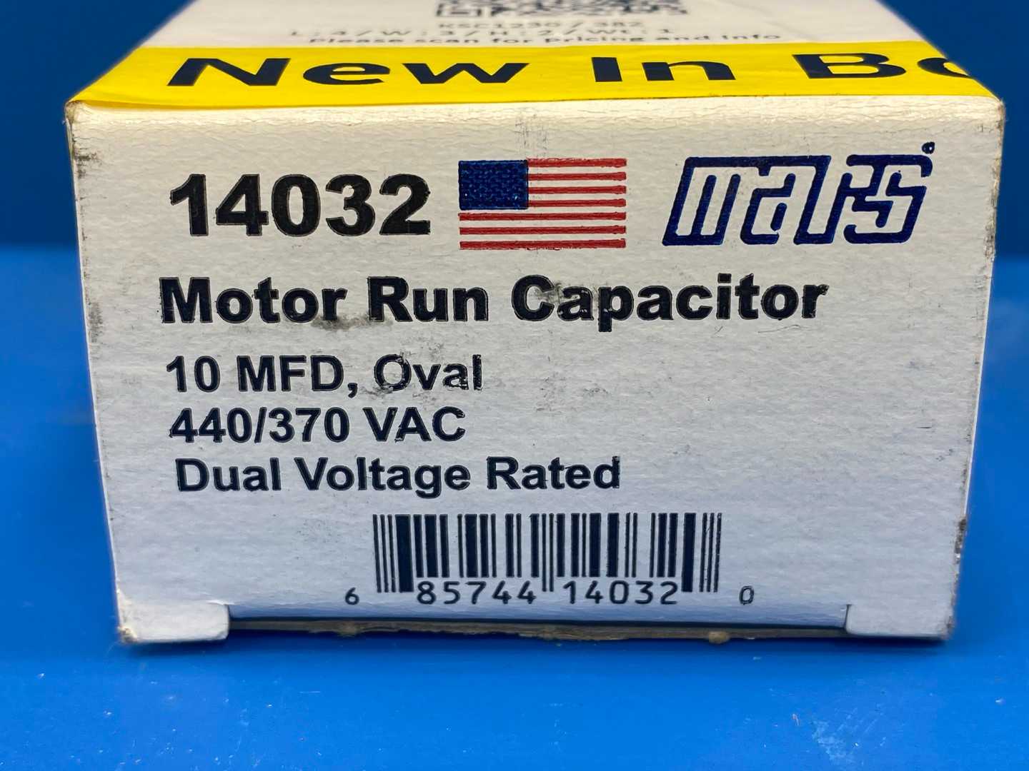 Mars, Motor Run Capacitor 14032, 10MFD, Oval, 440/370VAC Dual Voltage Rated