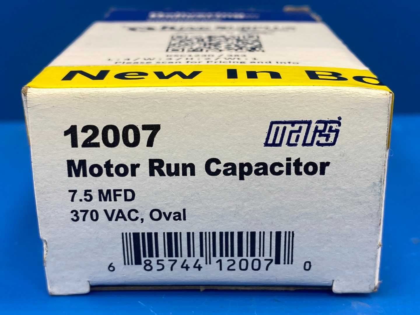 Mars, Motor Run Capacitor 12007, 7.5MFD, Oval, 370VAC