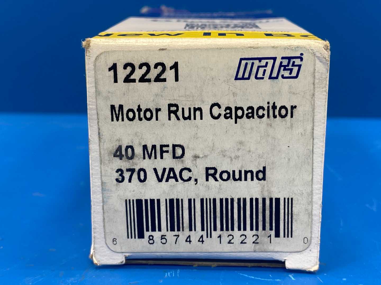 Mars, Motor Run Capacitor 12221, 40MFD, Round, 370VAC