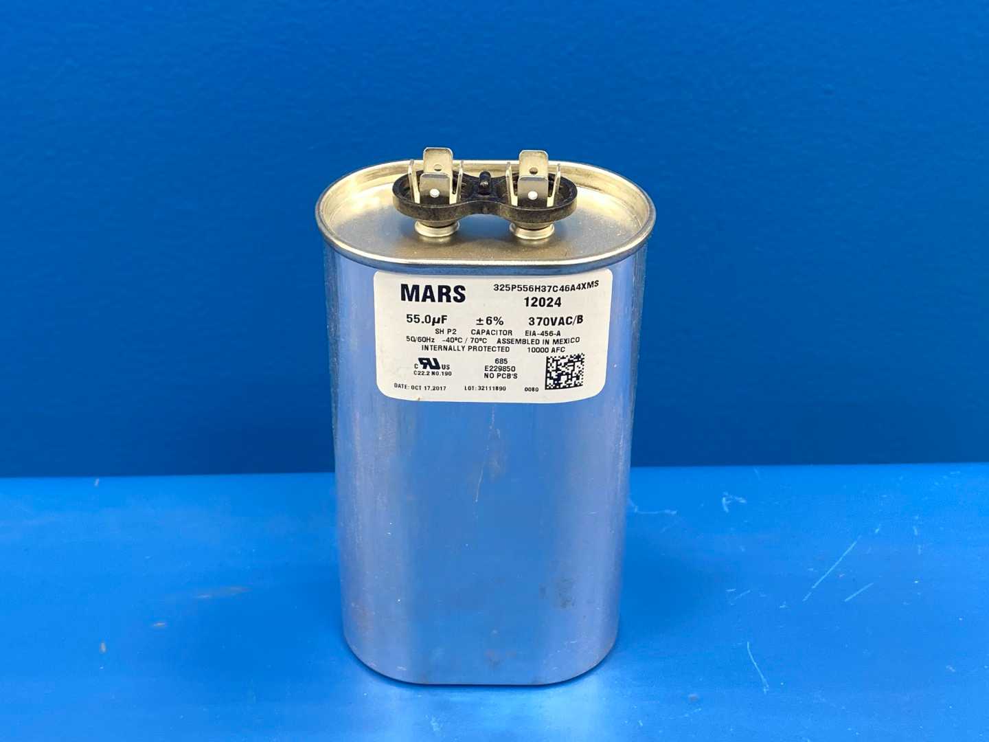 Mars, Motor Run Capacitor 12024, 55MFD, Oval, 370VAC