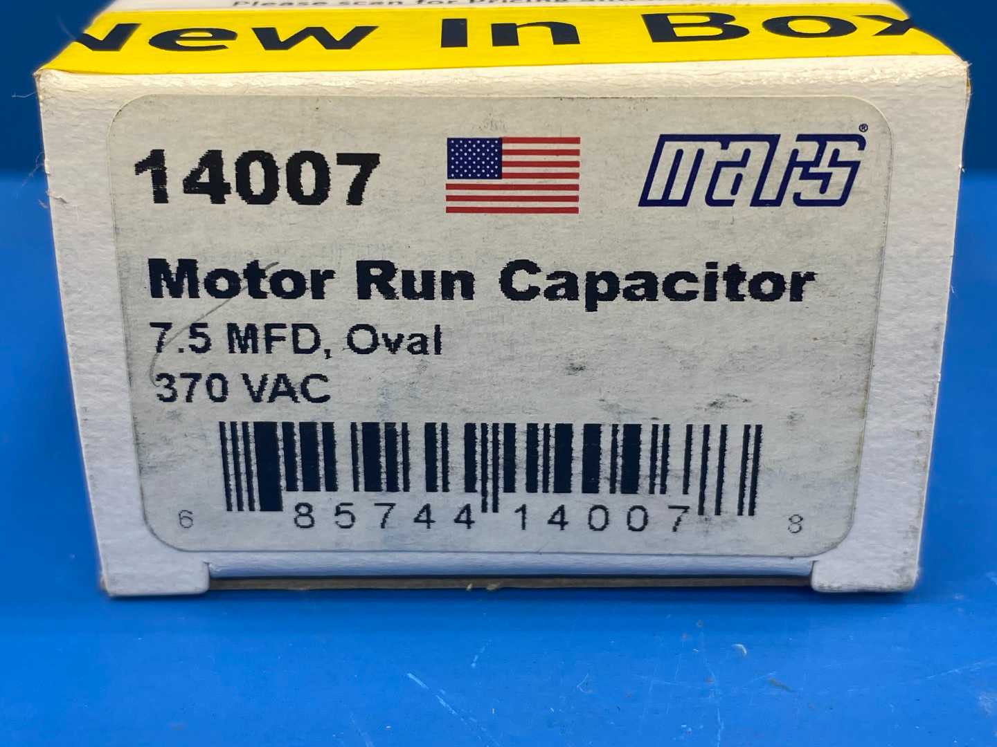 Mars, Motor Run Capacitor 14007, 7.5MFD, Oval, 370VAC