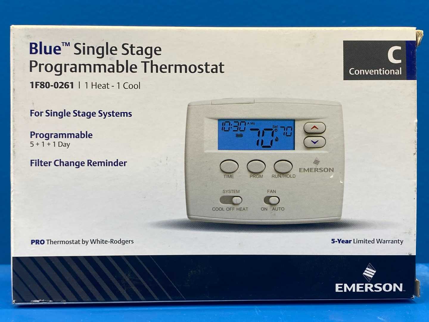 Emerson, Blue, Single Stage Programmable Thermostat 1F80-0261 