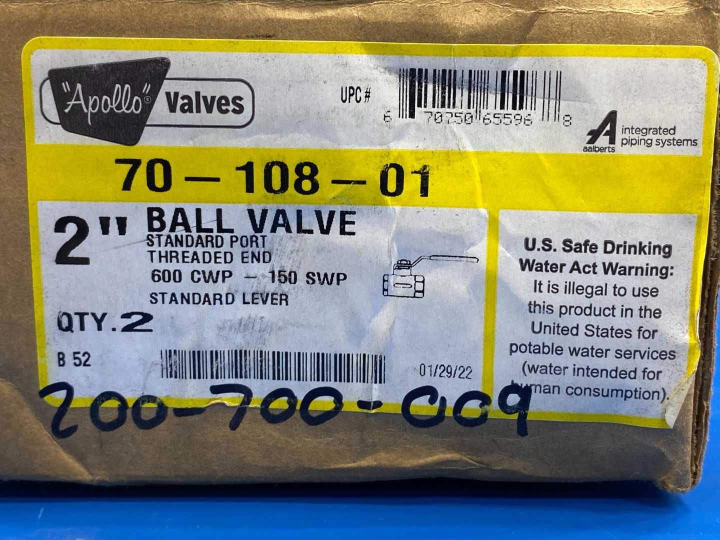 Apollo 70-108-01, 2-piece, 2" Bronze Ball Valve 600CWP