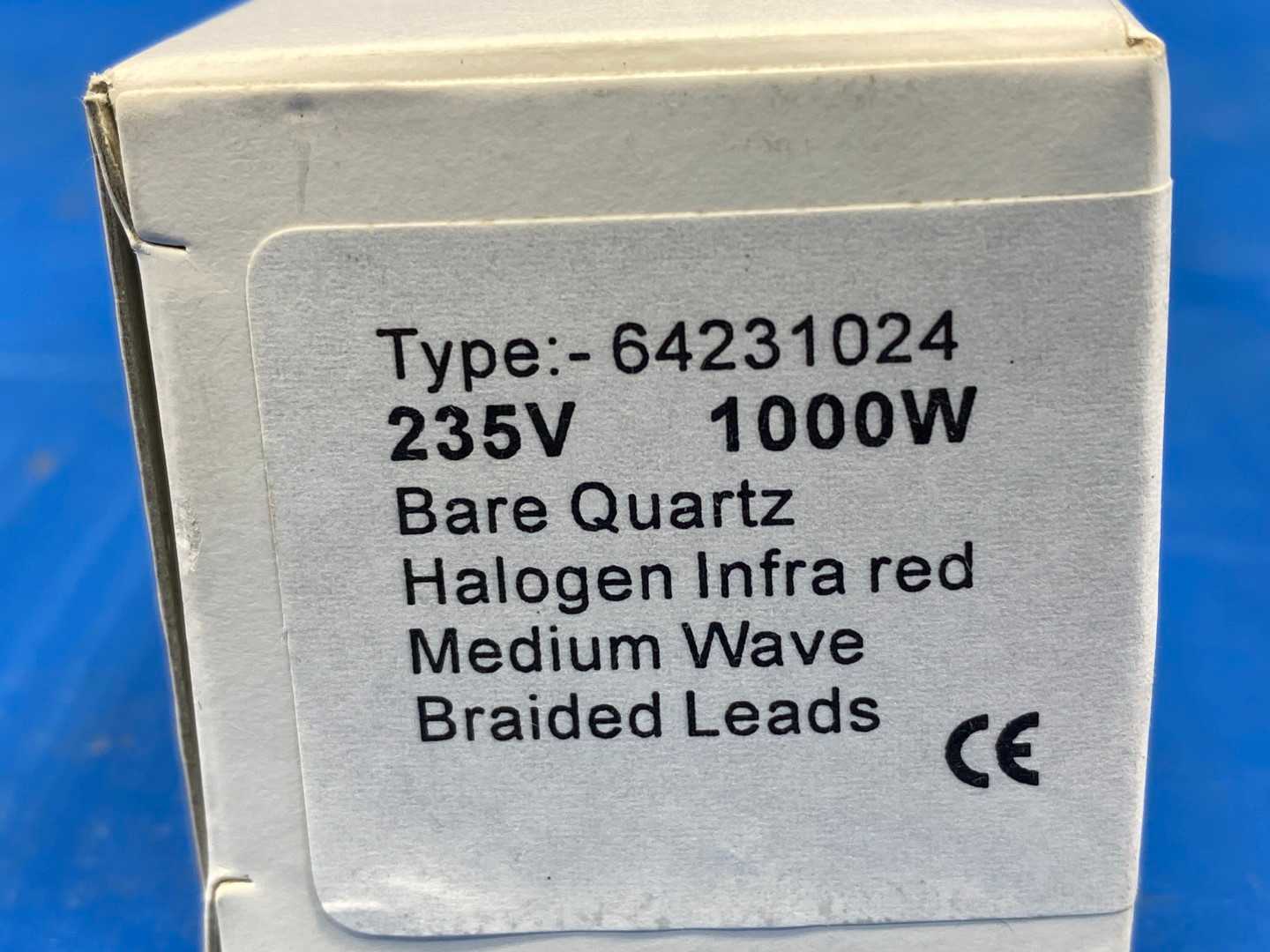 64231024 Bare Quartz Halogen 235V Infrared Medium Wave Braided Leads 1000w