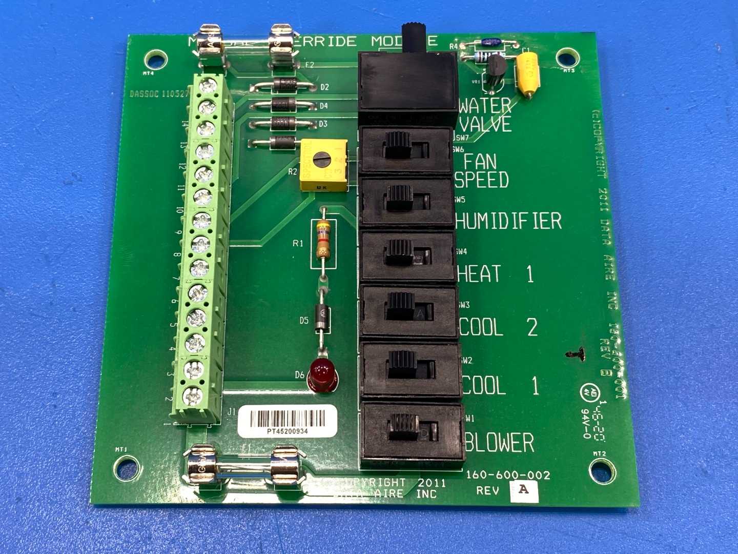 Data Aire Manual Override Module 160-600-002 Rev. A XBMZB6 