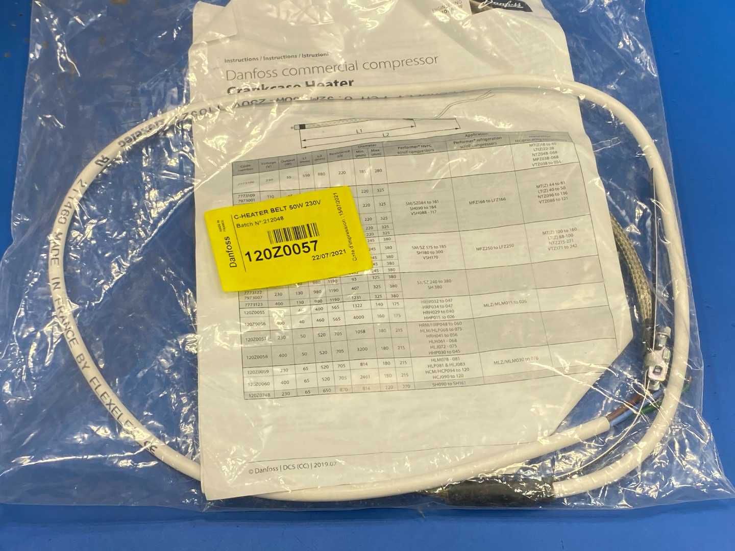 Danfoss 120Z0057 Crankcase Heater Belt 50W, 230V,