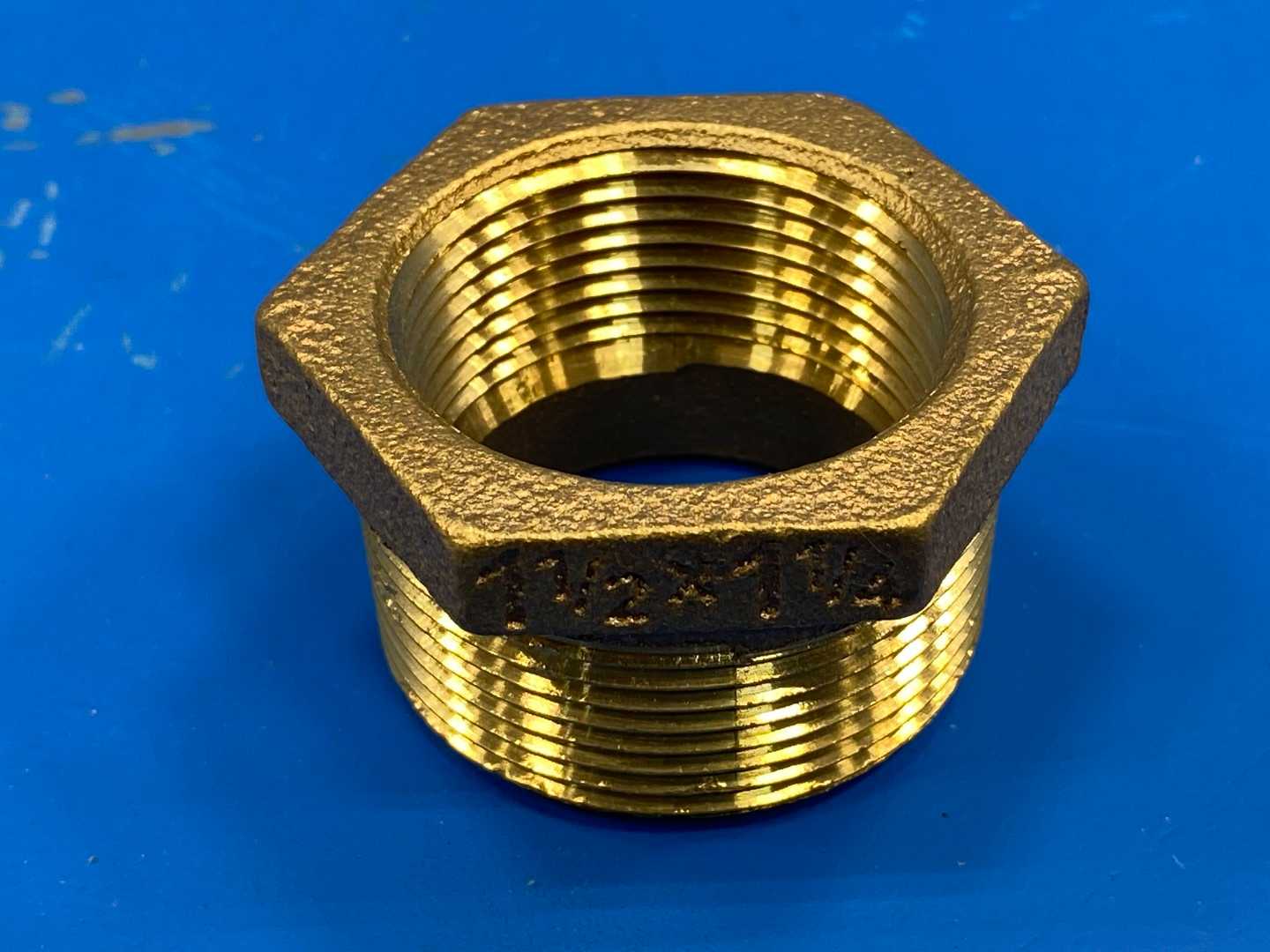 1-1/2" x 1-1/4" Brass Female to Male Hex Pipe Bushing