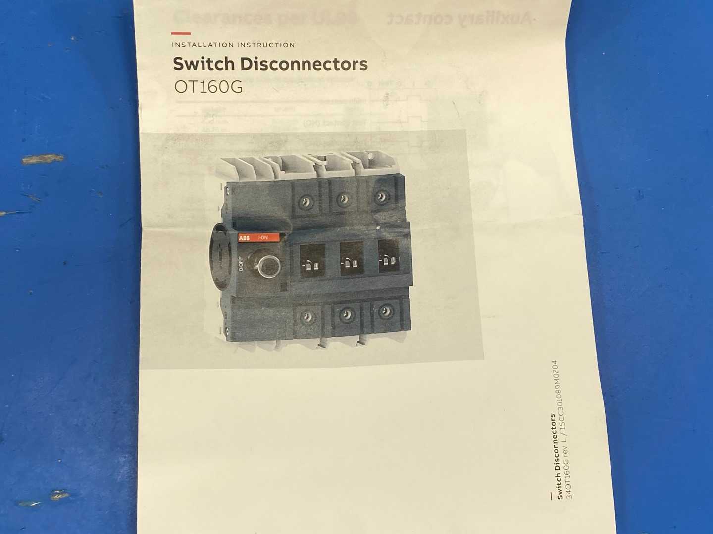 ABB Switch- Disconnect, 1SCA138207R1001 (OT160G30), 3-pole, 160A