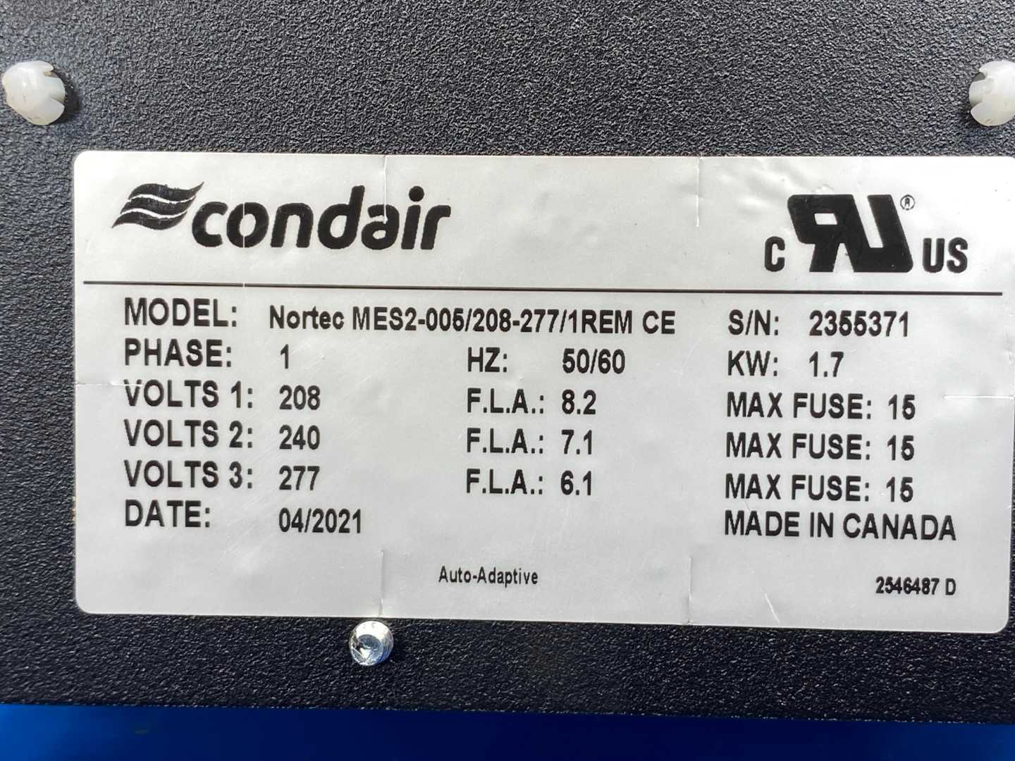 Condair Nortec MES2-005/208-277/1REM CE, Control Panel/ Enclosure