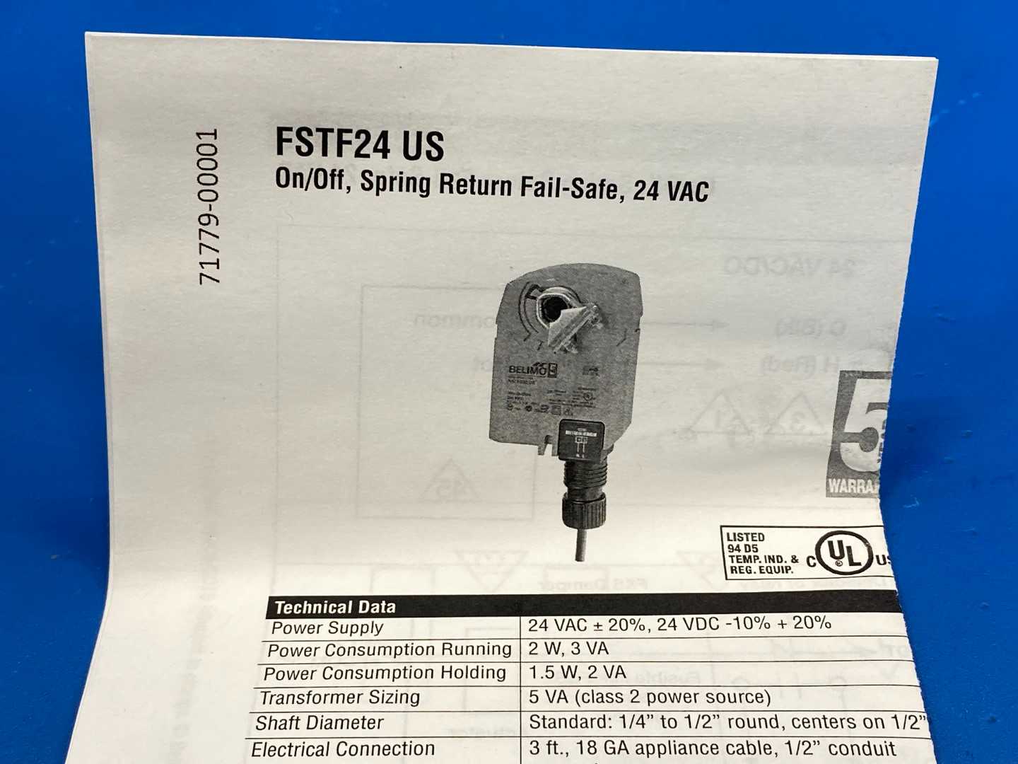 Belimo FSTF24 US, AC/DC 24V, 50/60HZ