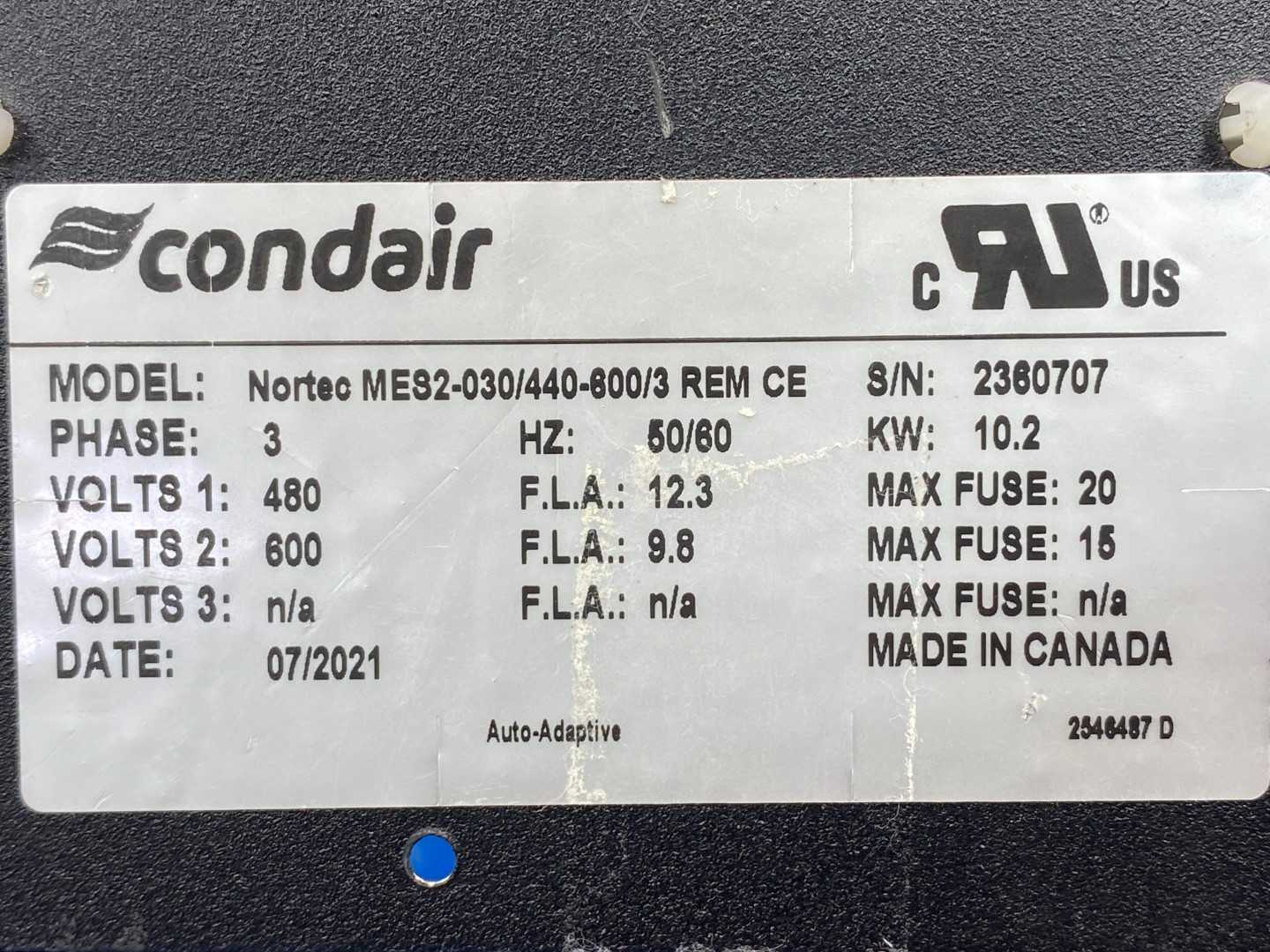 Condair Nortec MES2-030/440-600/3 REM CE, Control Panel/ Enclosure