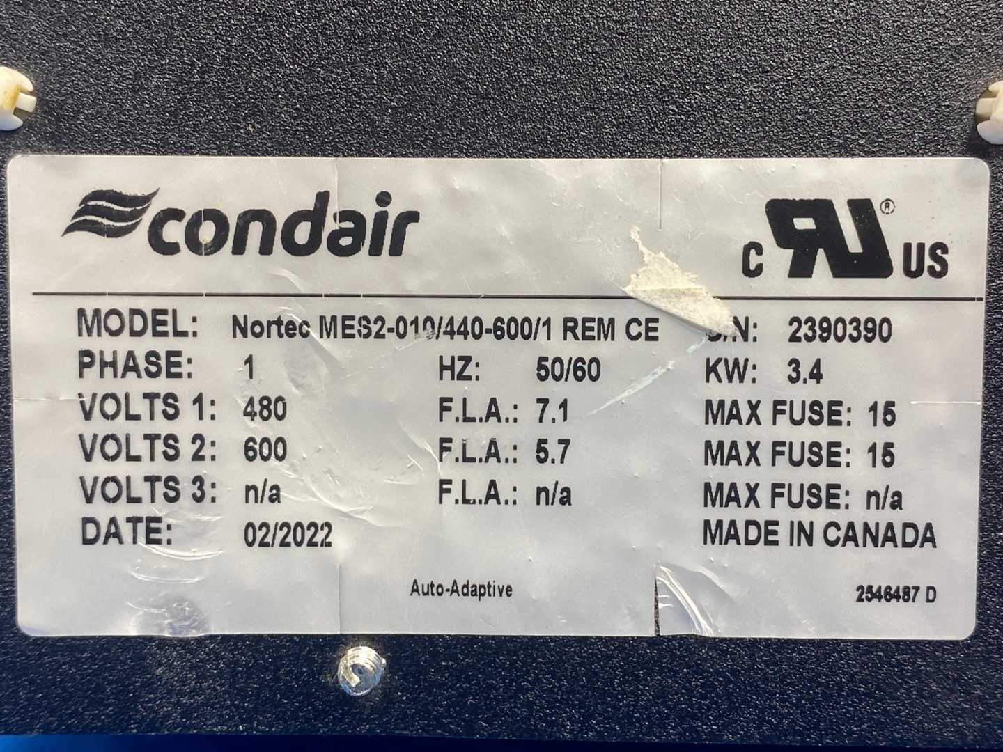 Condair Nortec MES2-010/440-600/1 REM CE, Control Panel/Enclosure