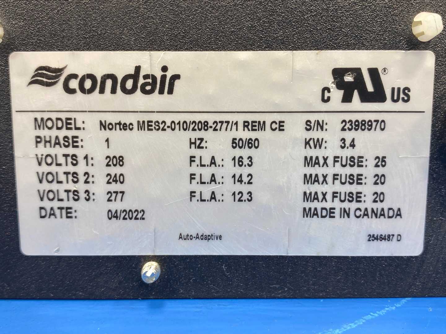 Condair Nortec MES2-010/208-277/1 REM CE,Control Panel (NO CABLES CONNECTIONS)