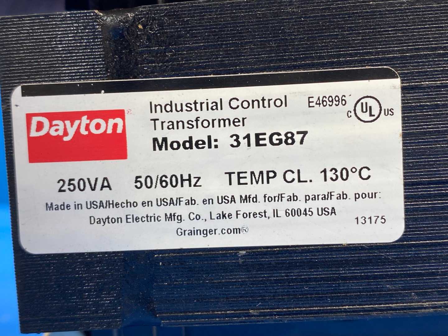 Dayton 31EG87 Industrial Control Transformer  250VA, 50/60HZ