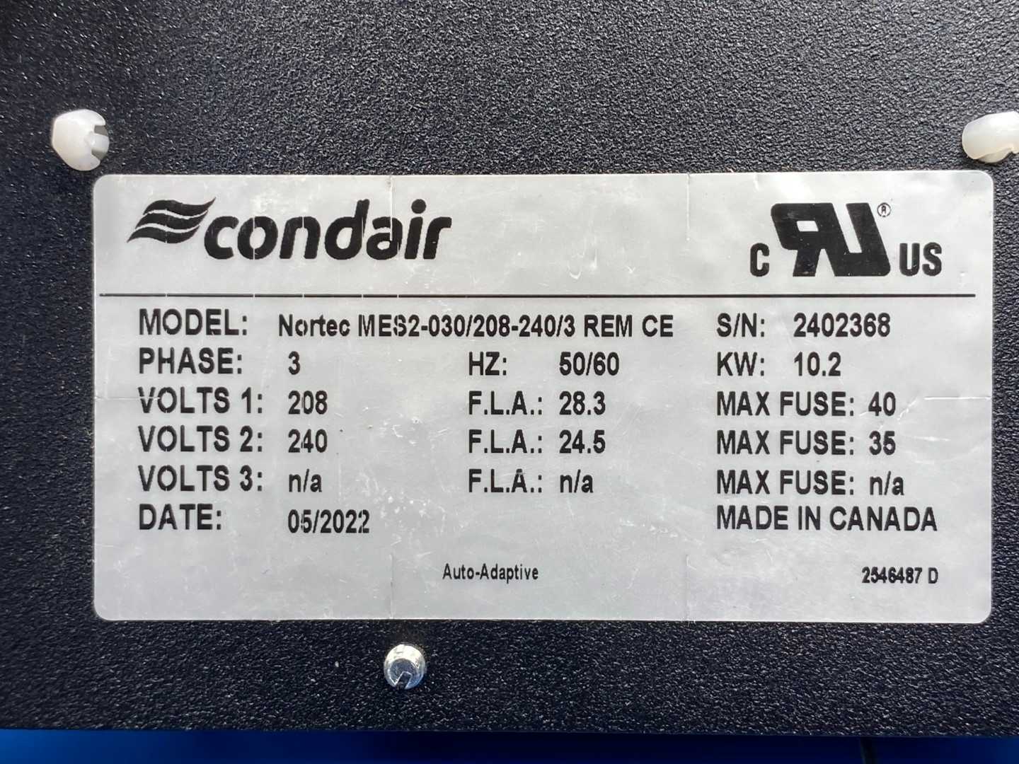 Condair Nortec MES2-030/208-240/3 REM CE, Control Panel/Enclosure