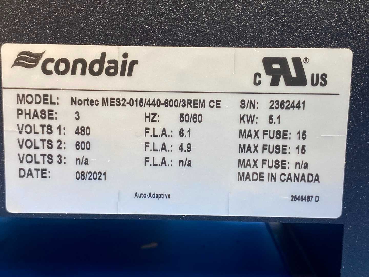 Condair Nortec MES2-015/440-600/3 REM CE, Electro Steam Humidifier 311 Cylinder