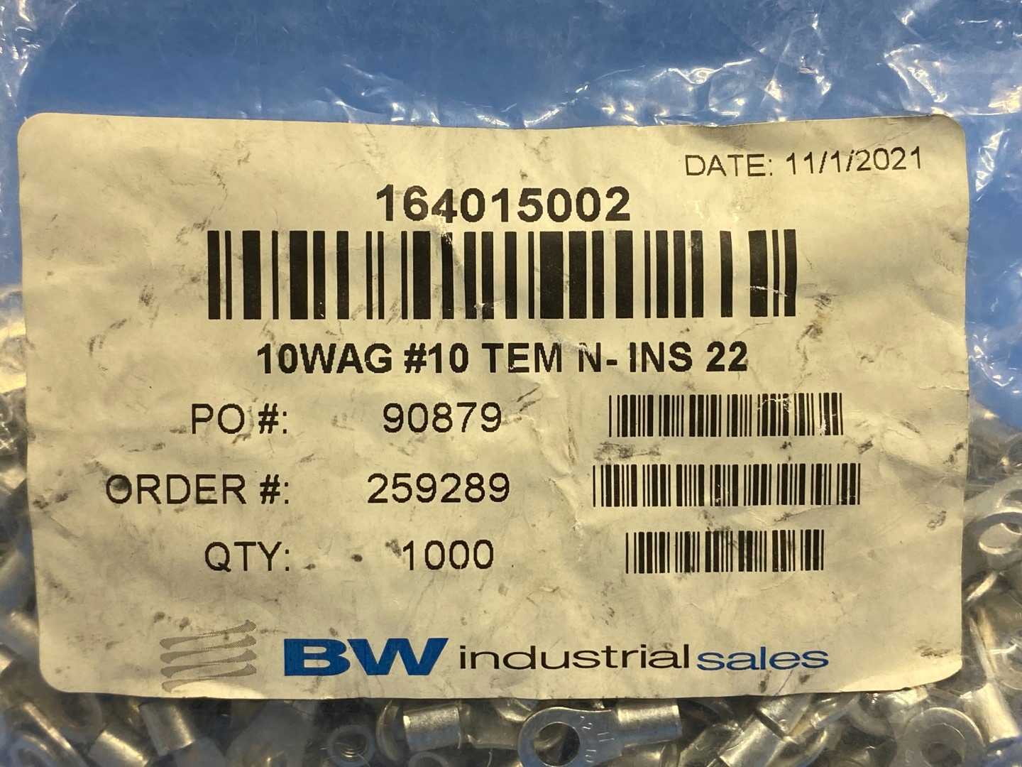 Non-Insulated Ring Terminal for #10 Stud and 12-10 AWG (Bag of 1000)