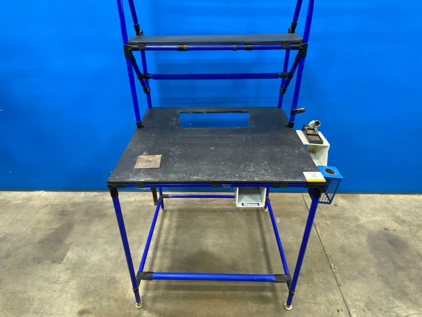 Blue Poled Table Workstation