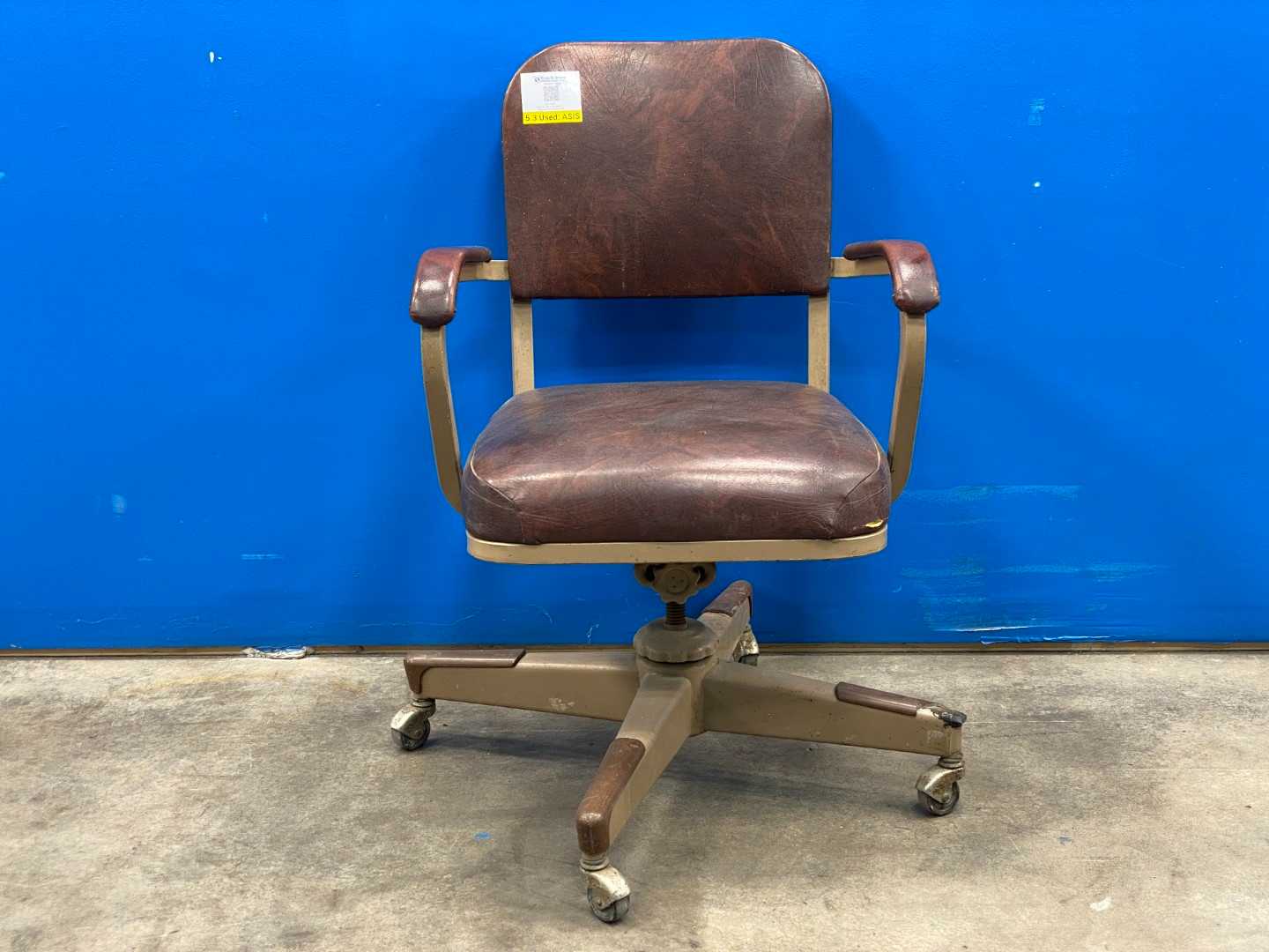 Metal Office Chair W/ Leather Seat