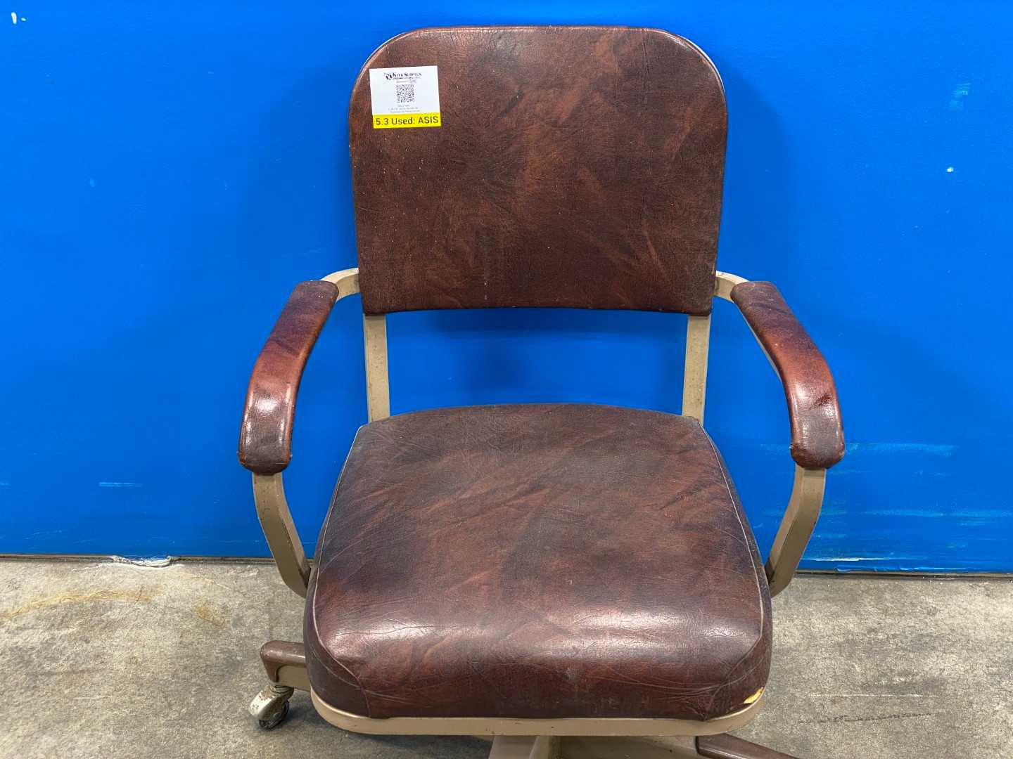 Metal Office Chair W/ Leather Seat