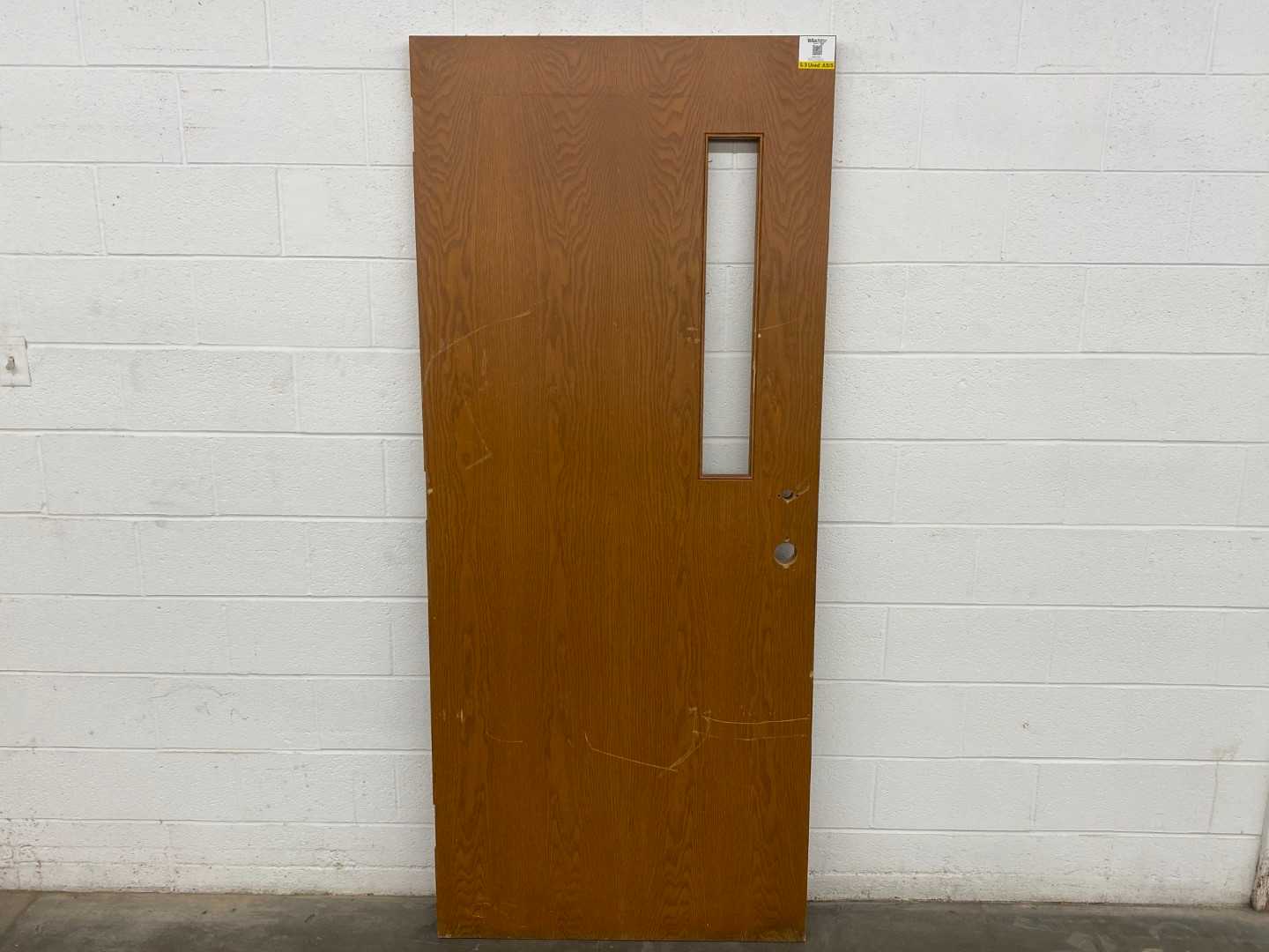 SOLID WOOD DOOR W/DISTORTED GLASS WINDOW 36"x 83"