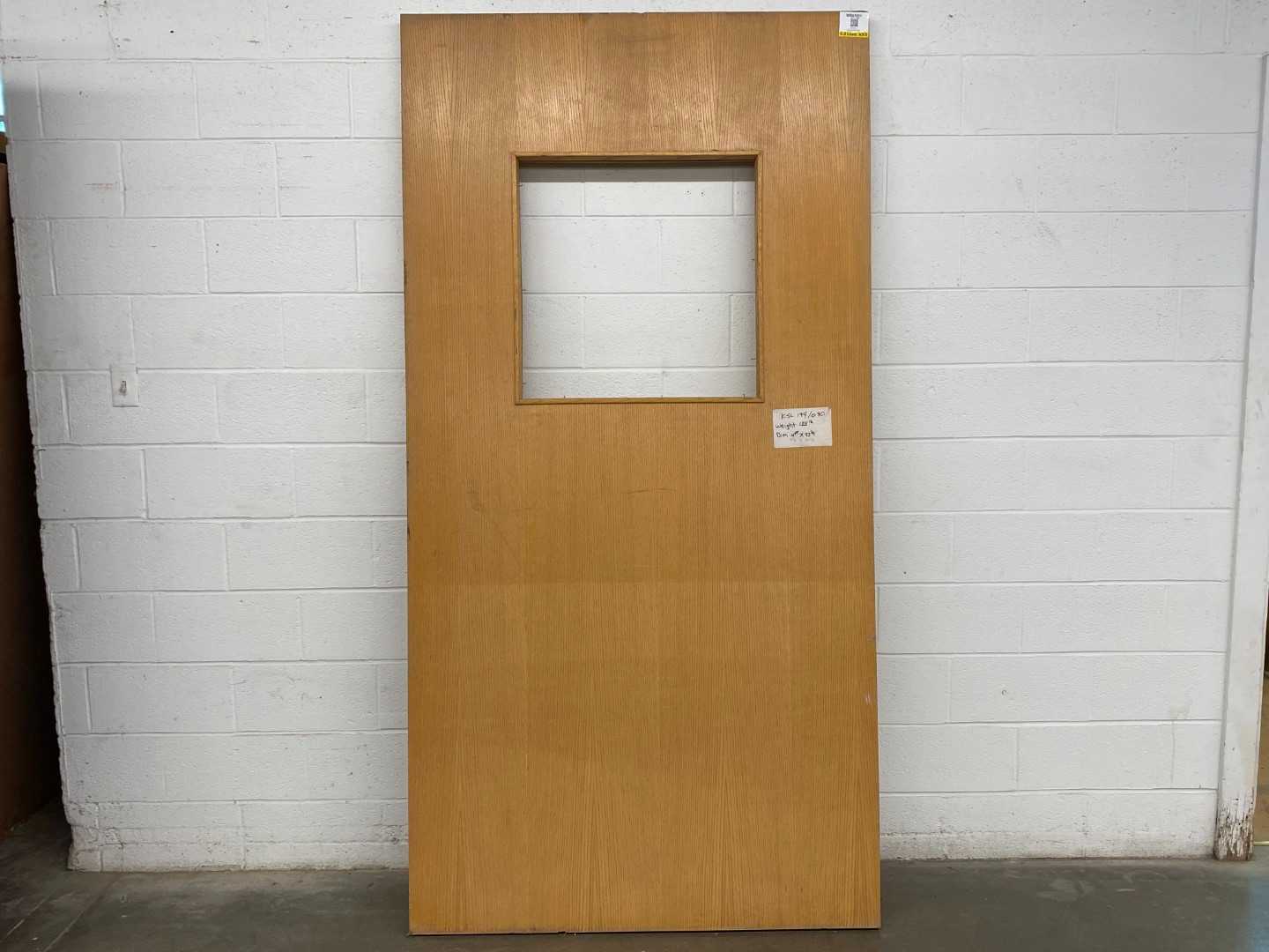 SOLID WOOD DOOR W/WINDOW HOLE  93.75 x 4'  "