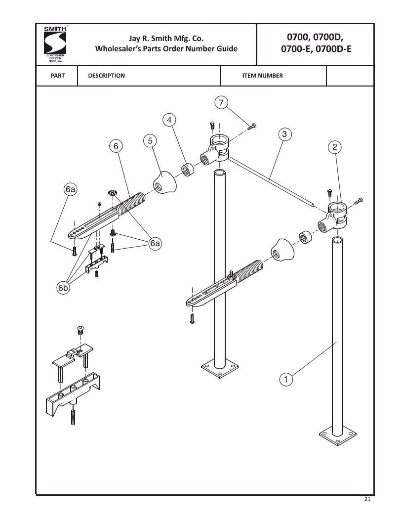 JAY R. SMITH 16" Sink Support Arms, tie rods & brackets 0700/0700D/0700-E/0700DE