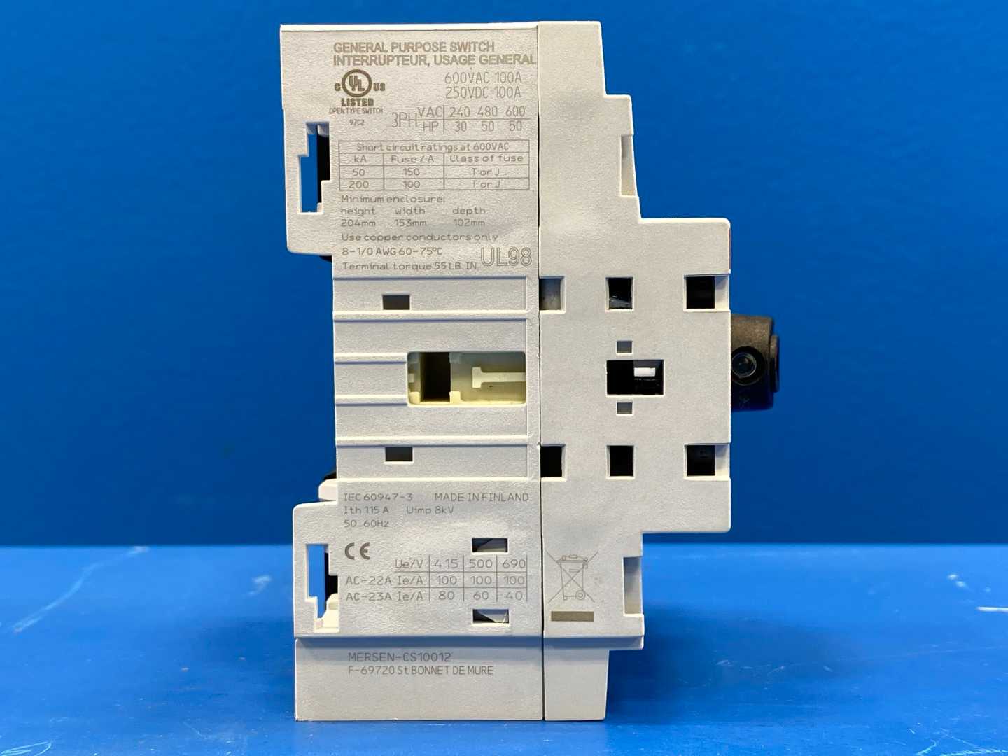 Mersen M100U3 Non-Fused Disconnect Switch 3 POLE 100A