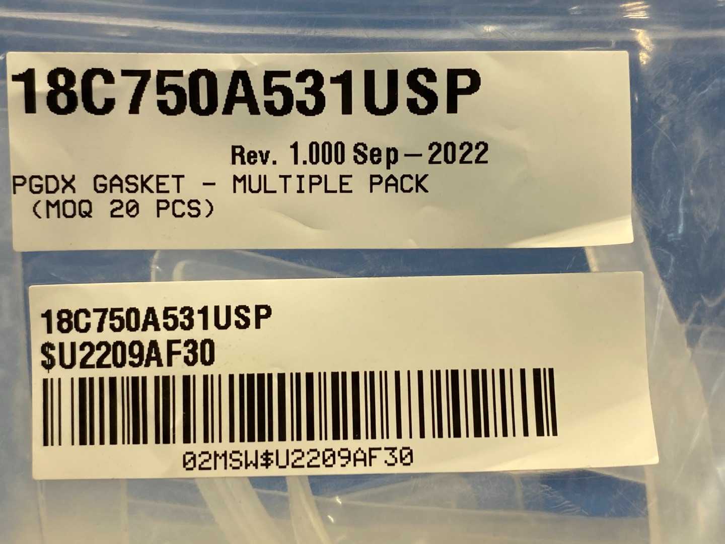 Carel, 18C750A531USP PGDX Silicone Gasket (Pack of 20)