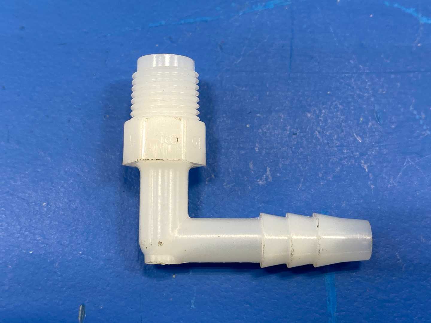 3/8" White Nylon L- Shaped Hose Fitting