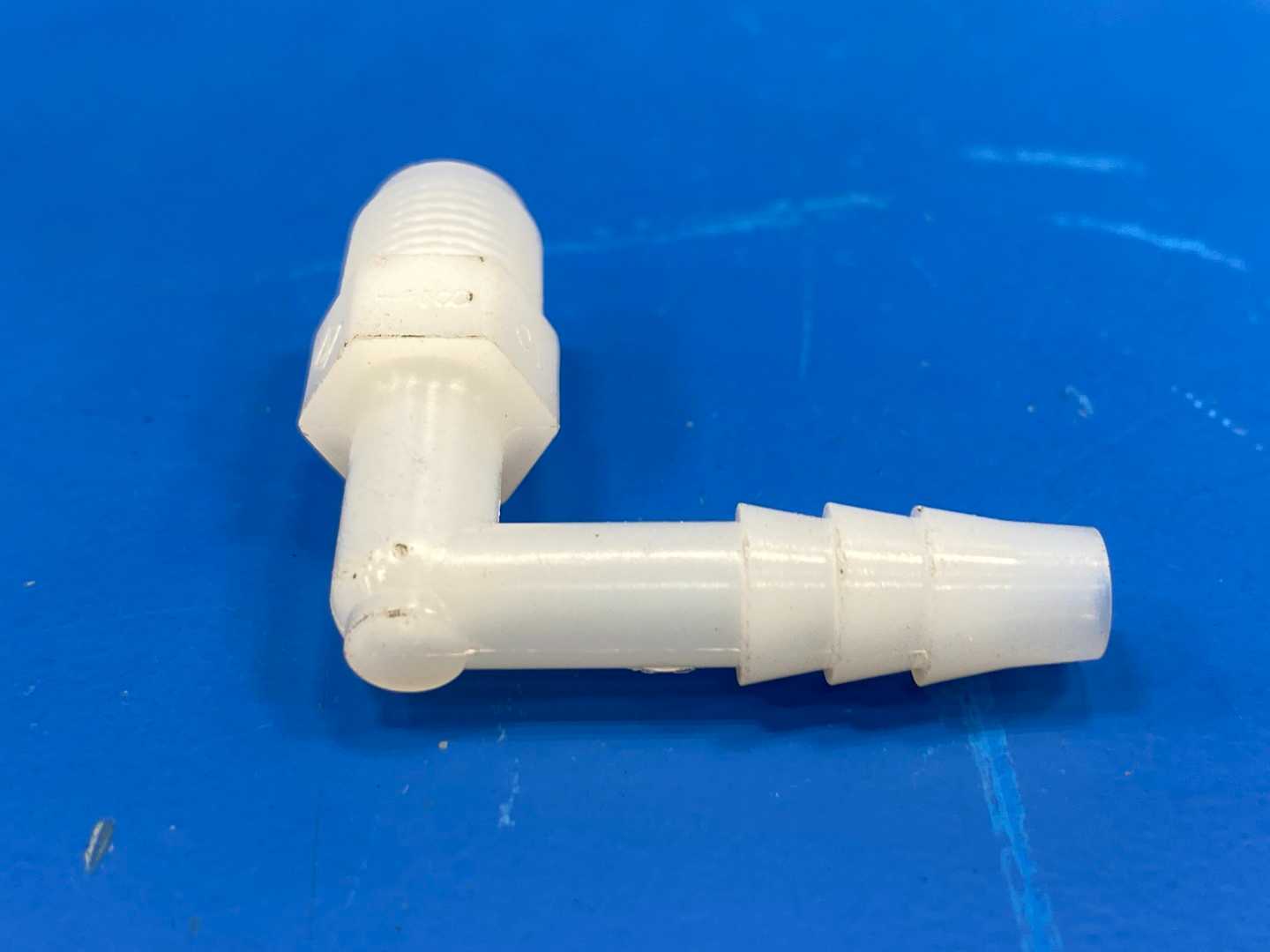 3/8" White Nylon L- Shaped Hose Fitting