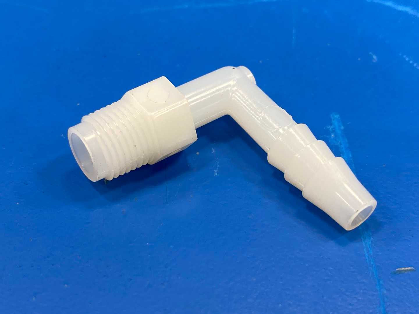 3/8" White Nylon L- Shaped Hose Fitting