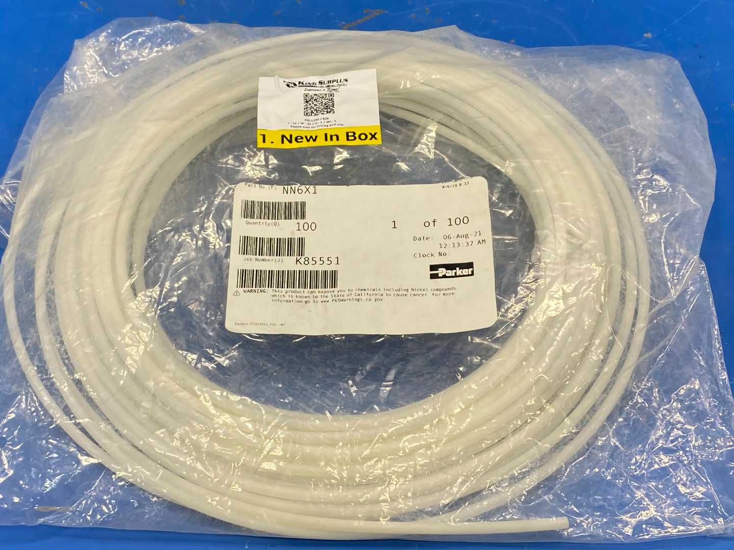 Parker NN6X1, 6mm OD, 4mm ID, Nylon Plastic Tubing (Per Bag 100ft)