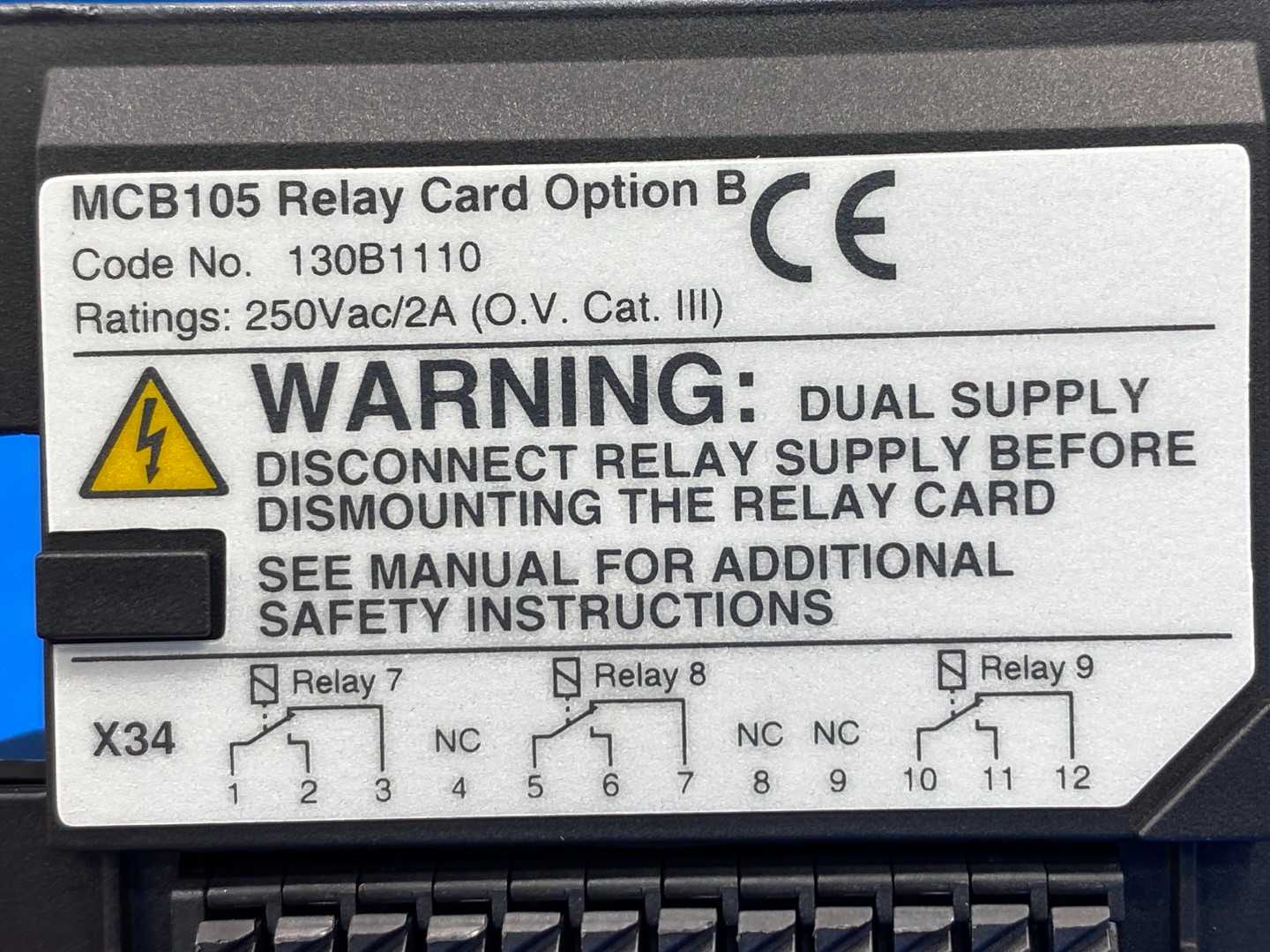 MCB105 Relay Card Option B, 130B1110 250Va/2a, (Relay Card Ony)