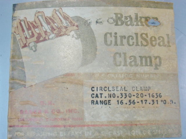 BAKER CIRCLSEAL CLAMP 330-20-1656 Pipe Repair Clamp 16.56" - 17.31" O.D.