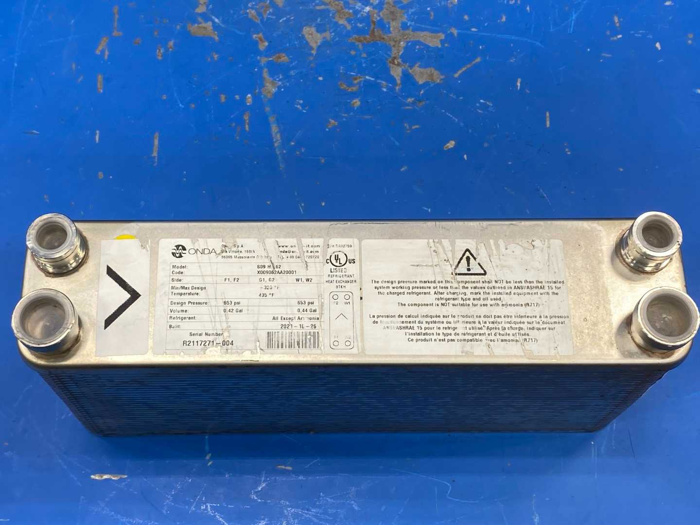 Onda Refrigerant Plated Heat Exchanger S09 H-62