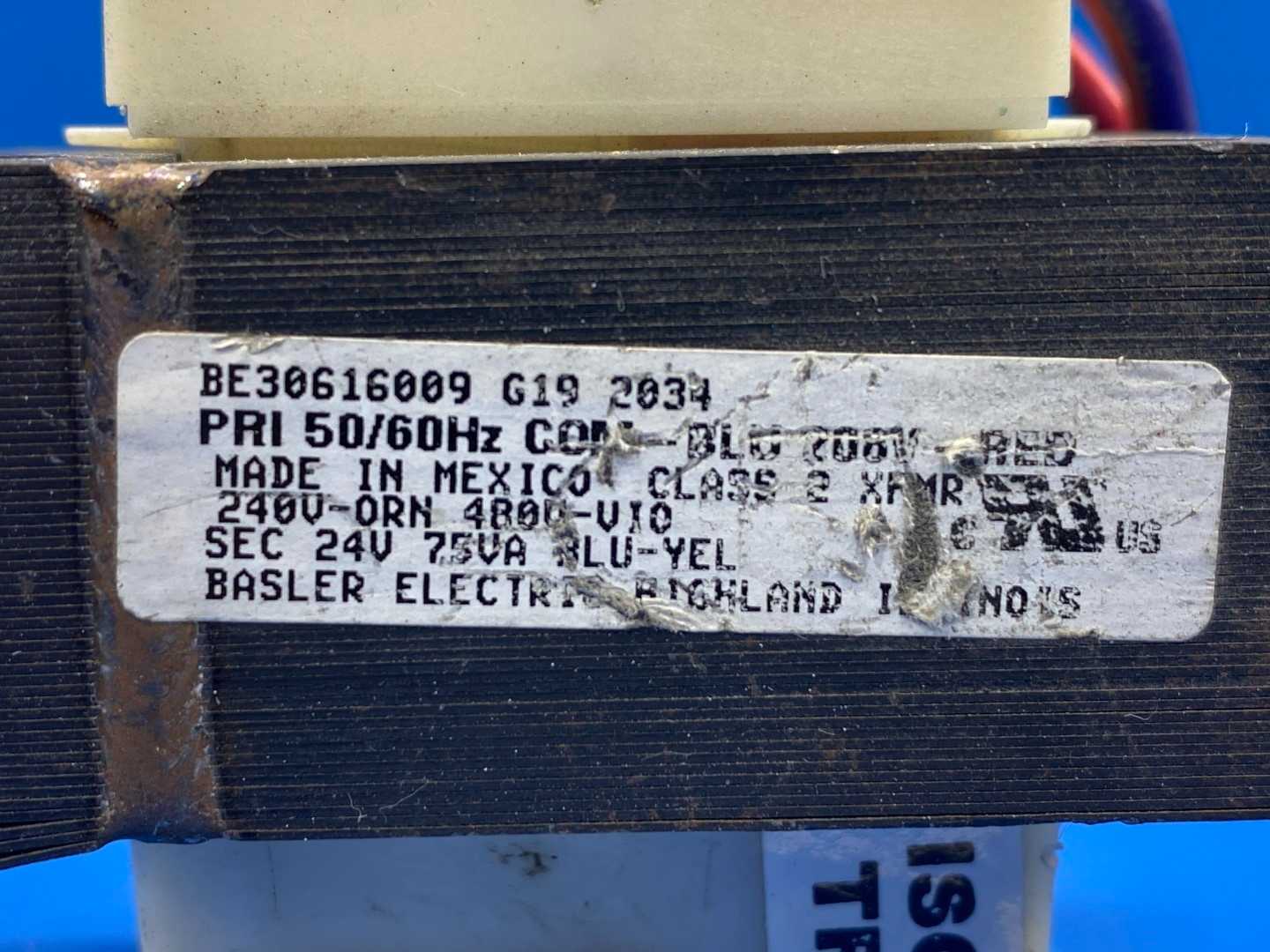 Basler Electric, BE30616009 Class 2 Transformer 240V, 50/60Hz