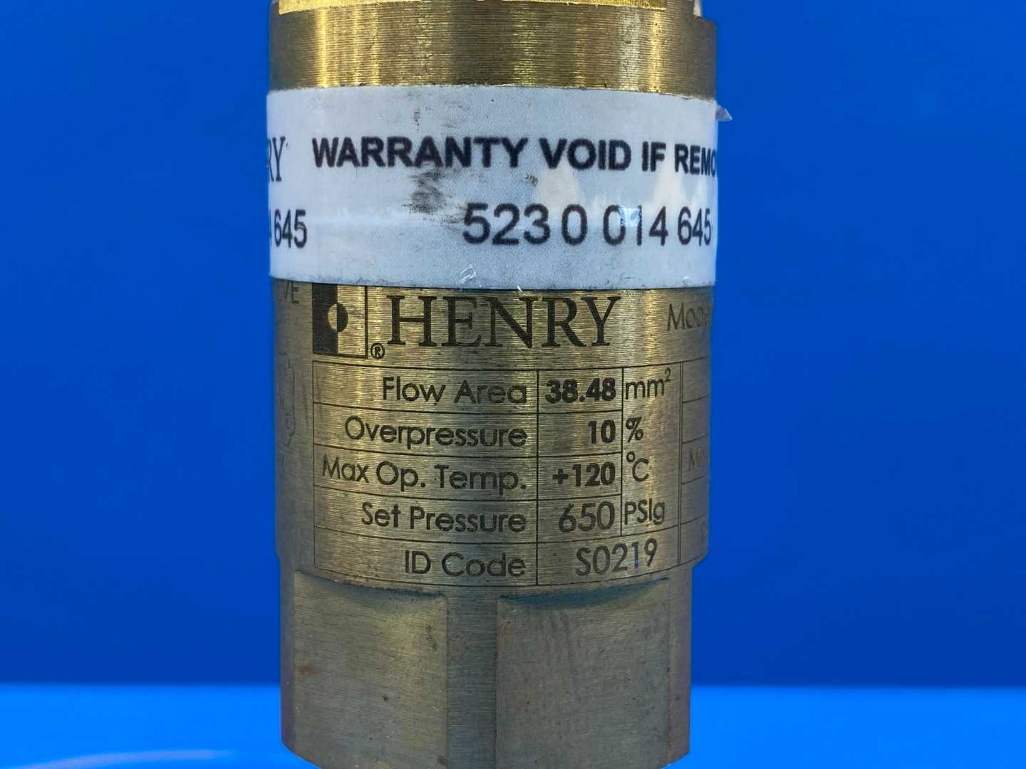 Henry 1/2" Pressure Relief Valve X series 5231BX