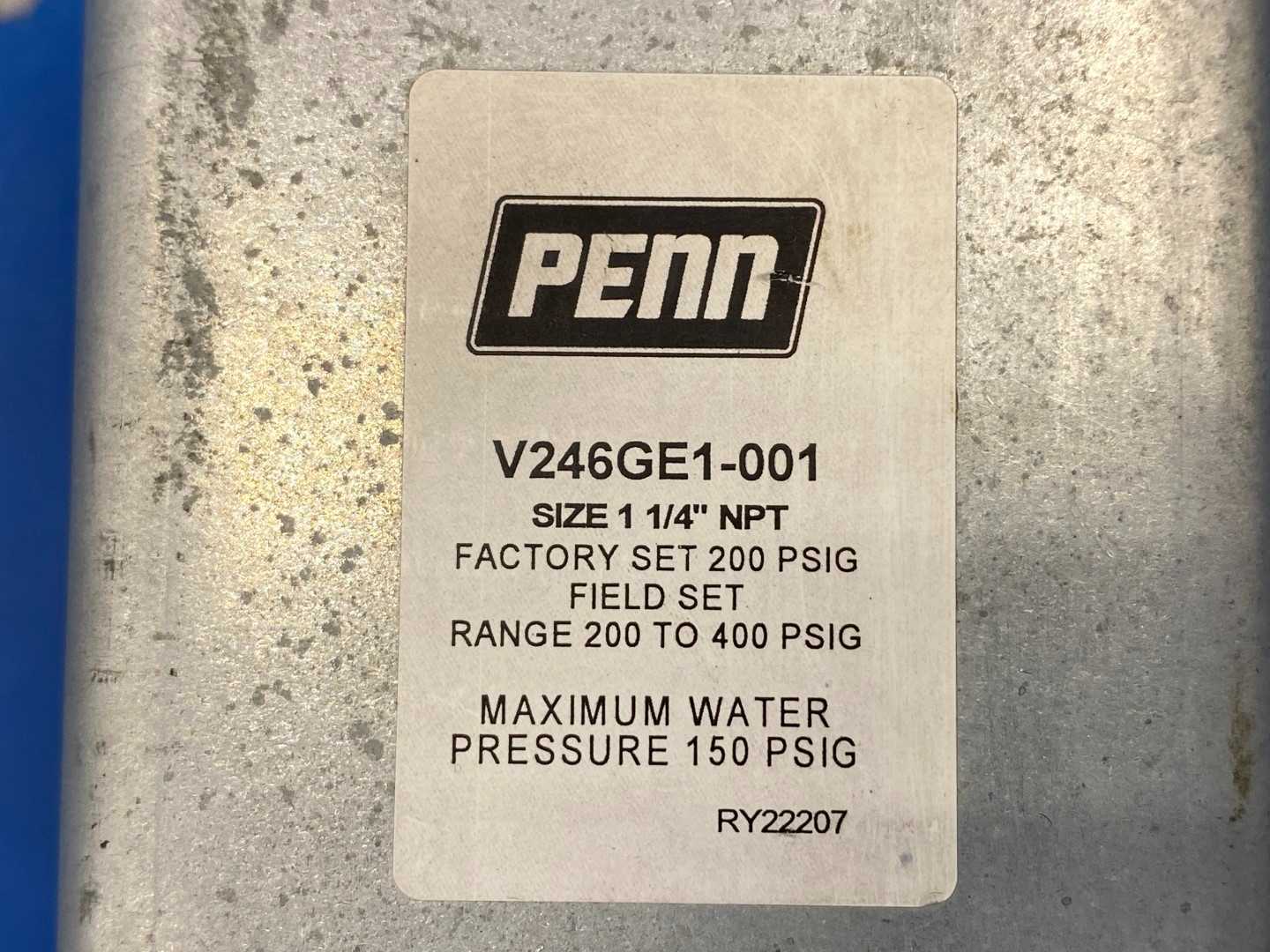 Penn V246GE1-001, 1"1/4" NTP, Water Valve, 200-400 PSIG