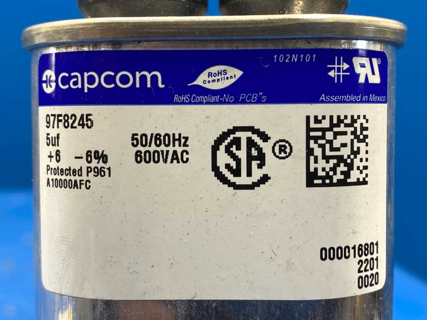 Capcom 97F8245 Film Capacitor, 50/60Hz, 600V