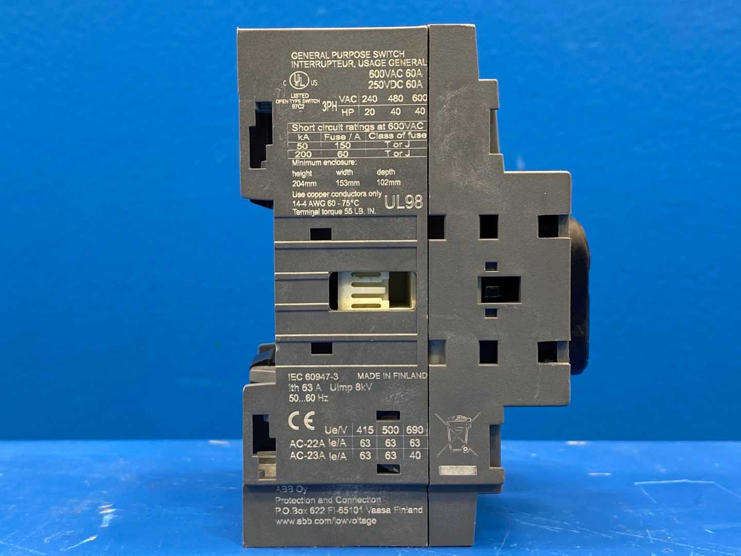 ABB OT60F3 Disconnect Switch, 60A/250VDC