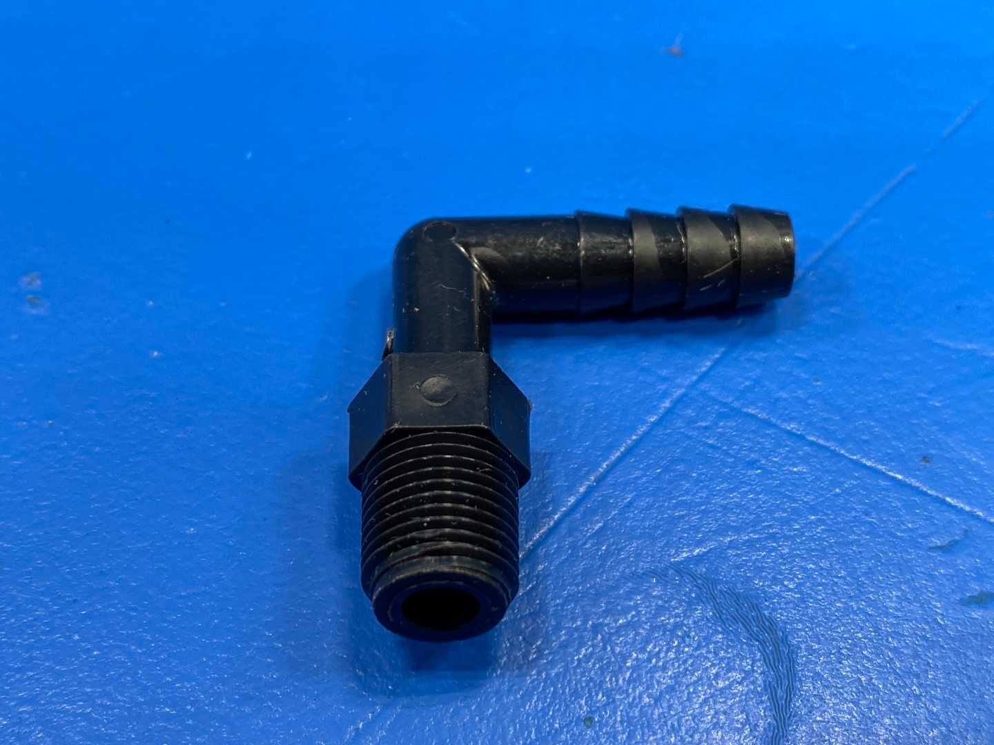 Black L-Shaped Nylon Hose Fitting 