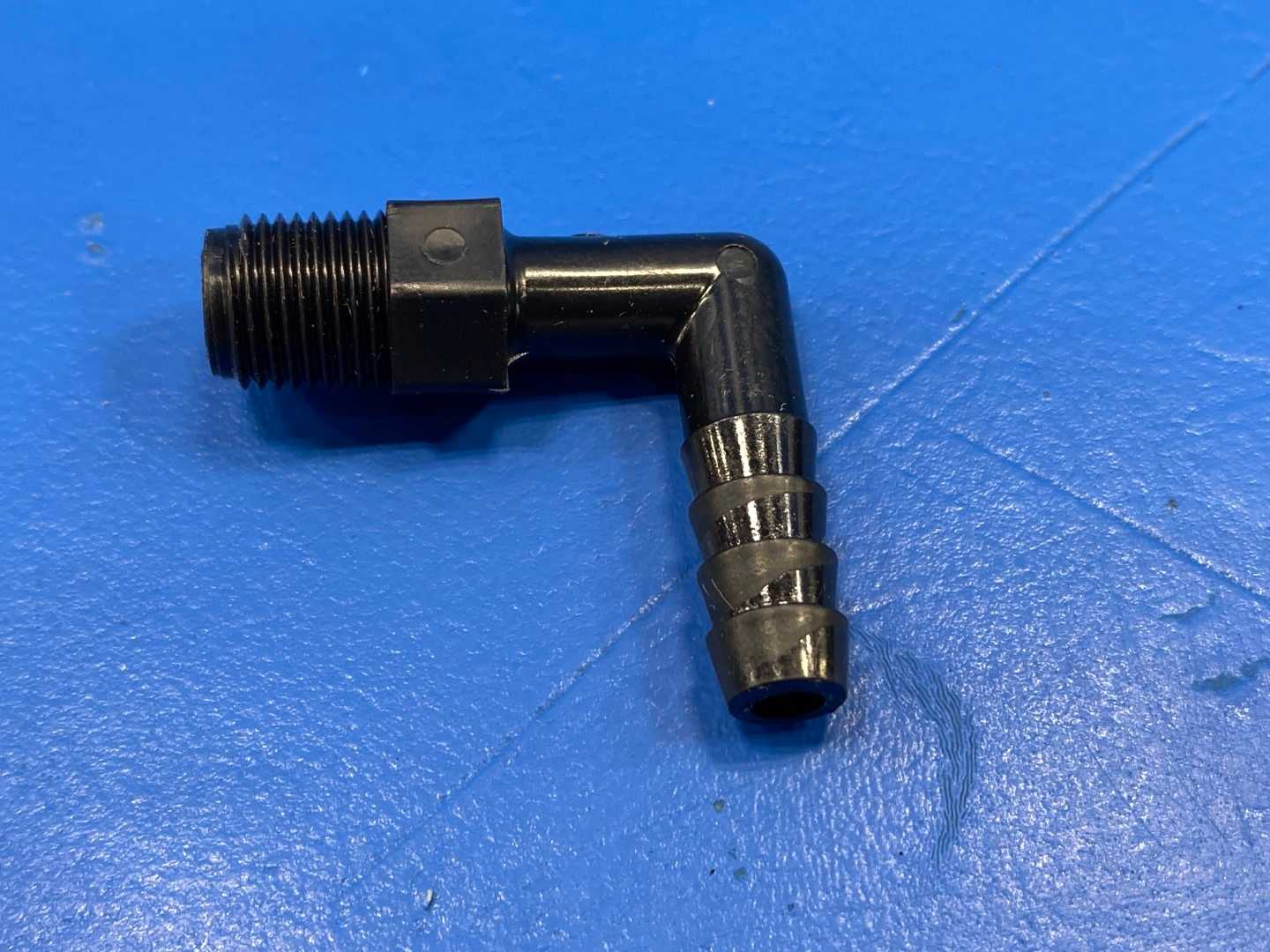 Black L-Shaped Nylon Hose Fitting 